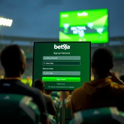 Smartphone showing Bet9ja app dashboard with betting options and payment icons