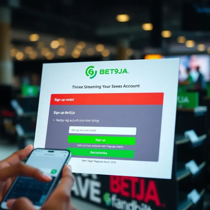 Mobile phone displaying Bet9ja app login screen with Nigerian Naira currency symbol